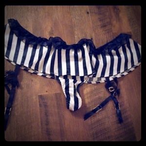 Victoria's secret Garter Skirt w/ thong blue white